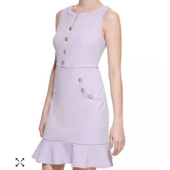 Karl Lagerfeld PARIS Button Accent Scuba Crepe Sheath Dress size 10 - Picture 2 of 8